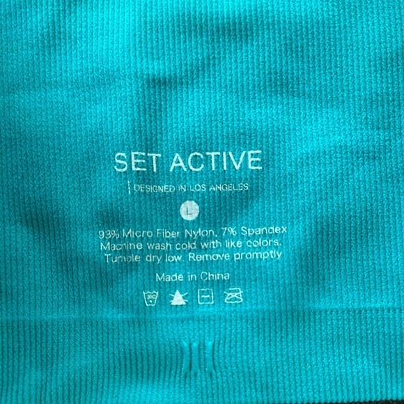 SetActive Box Cut Ribbed Bra - Teal - Size Large - Picture 4 of 7